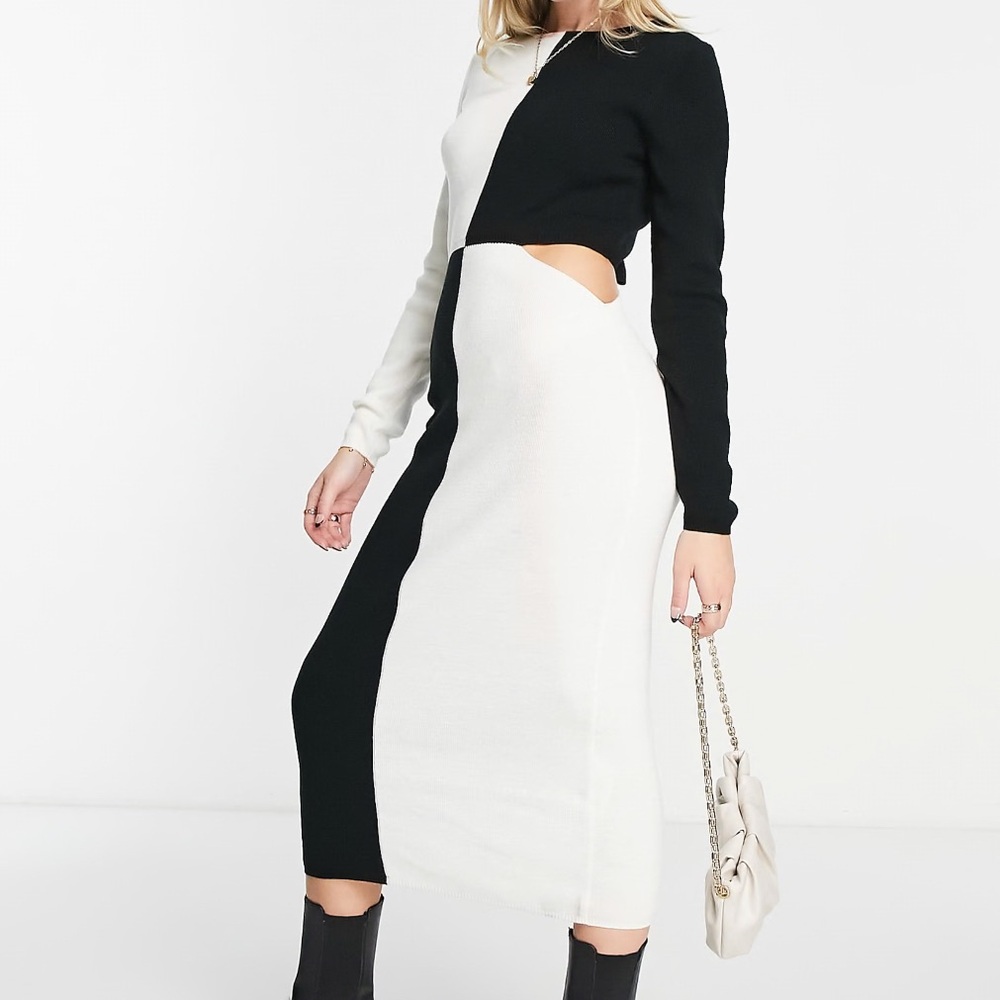 ASOS DESIGN knit maxi dress in color block